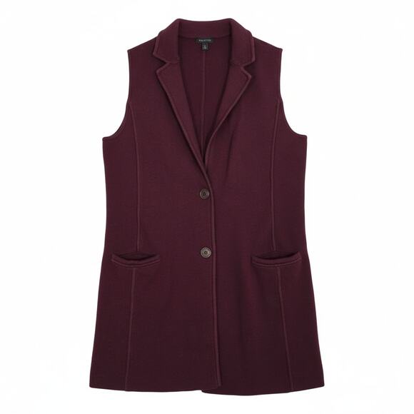 Talbots Maroon Sleeveless Sweater Jacket - Picture 2 of 7